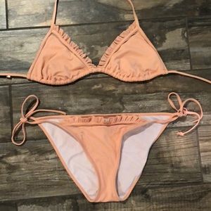 Victoria’s Secret Peach Ruffle String Bikini